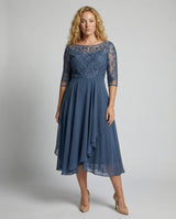 Meadow Embroidered Tiered Midi Dress with 3/4 Sleeves