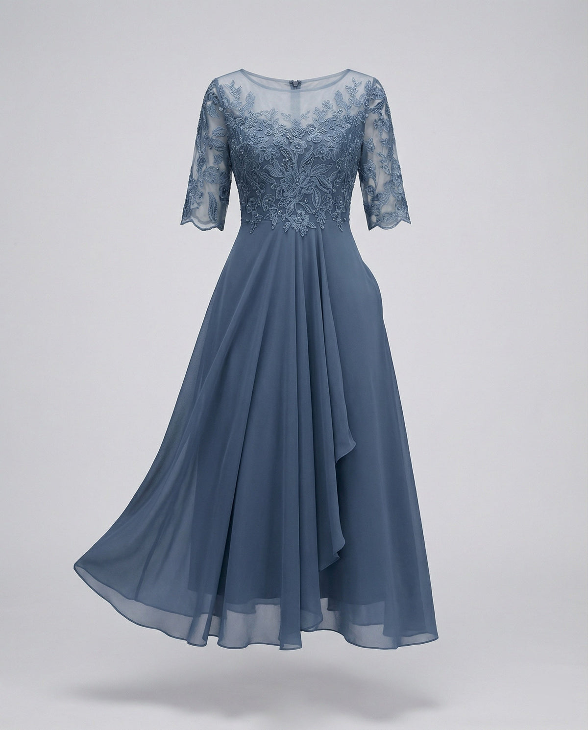 Meadow Embroidered Tiered Midi Dress with 3/4 Sleeves
