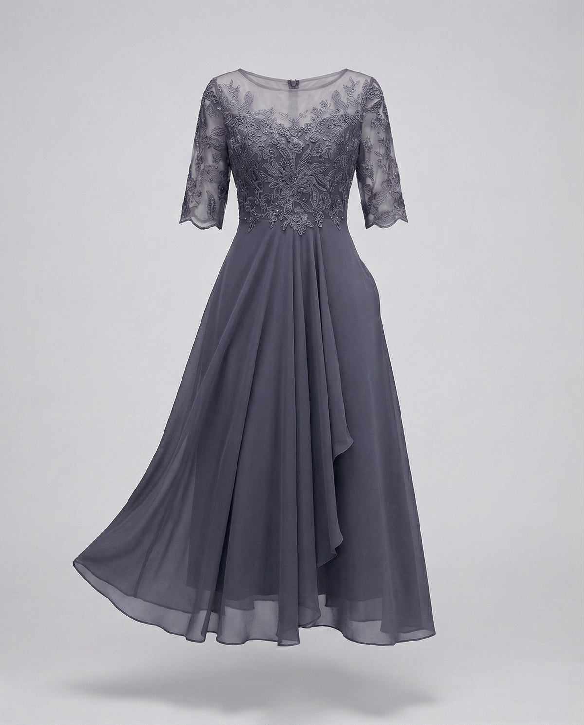 Meadow Embroidered Tiered Midi Dress with 3/4 Sleeves