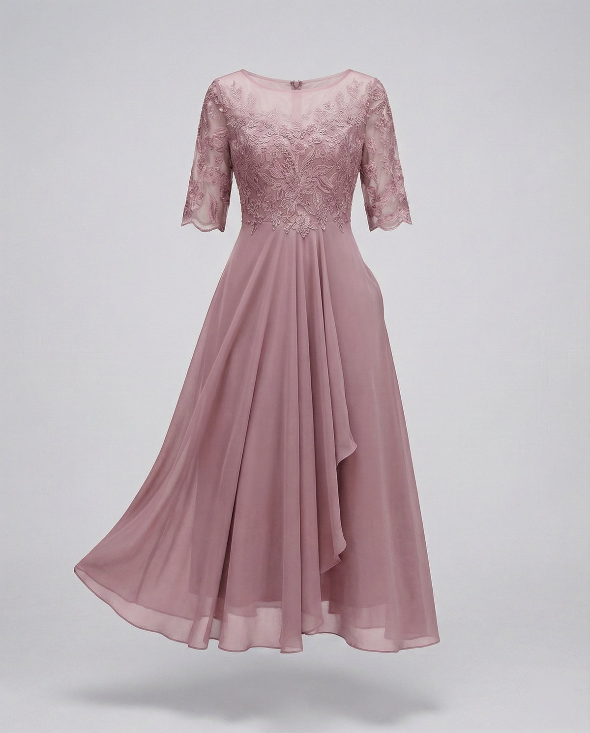 Meadow Embroidered Tiered Midi Dress with 3/4 Sleeves