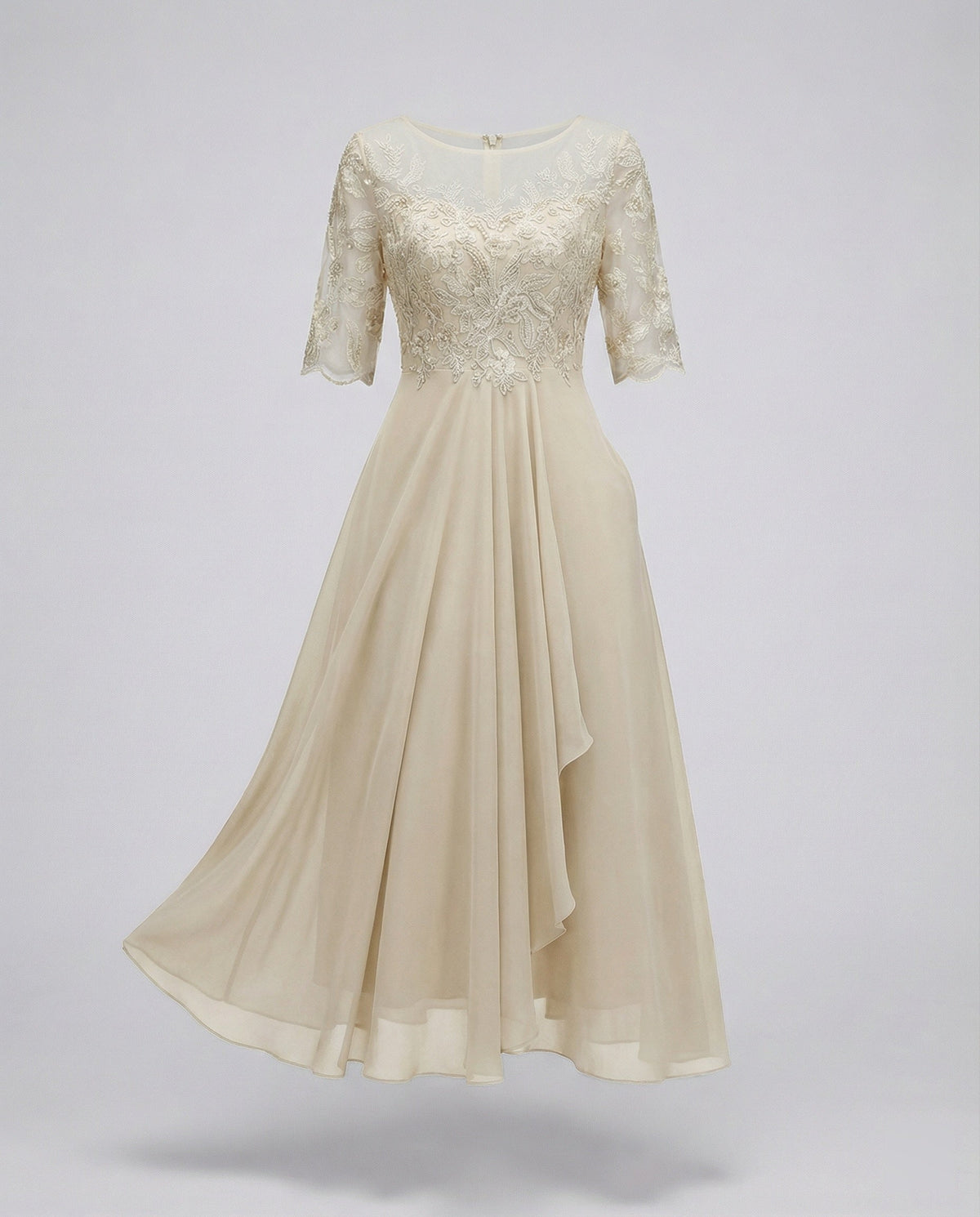 Meadow Embroidered Tiered Midi Dress with 3/4 Sleeves