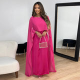 Solano Satin Cape Maxi Dress with Boat Neck