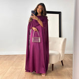 Solano Satin Cape Maxi Dress with Boat Neck