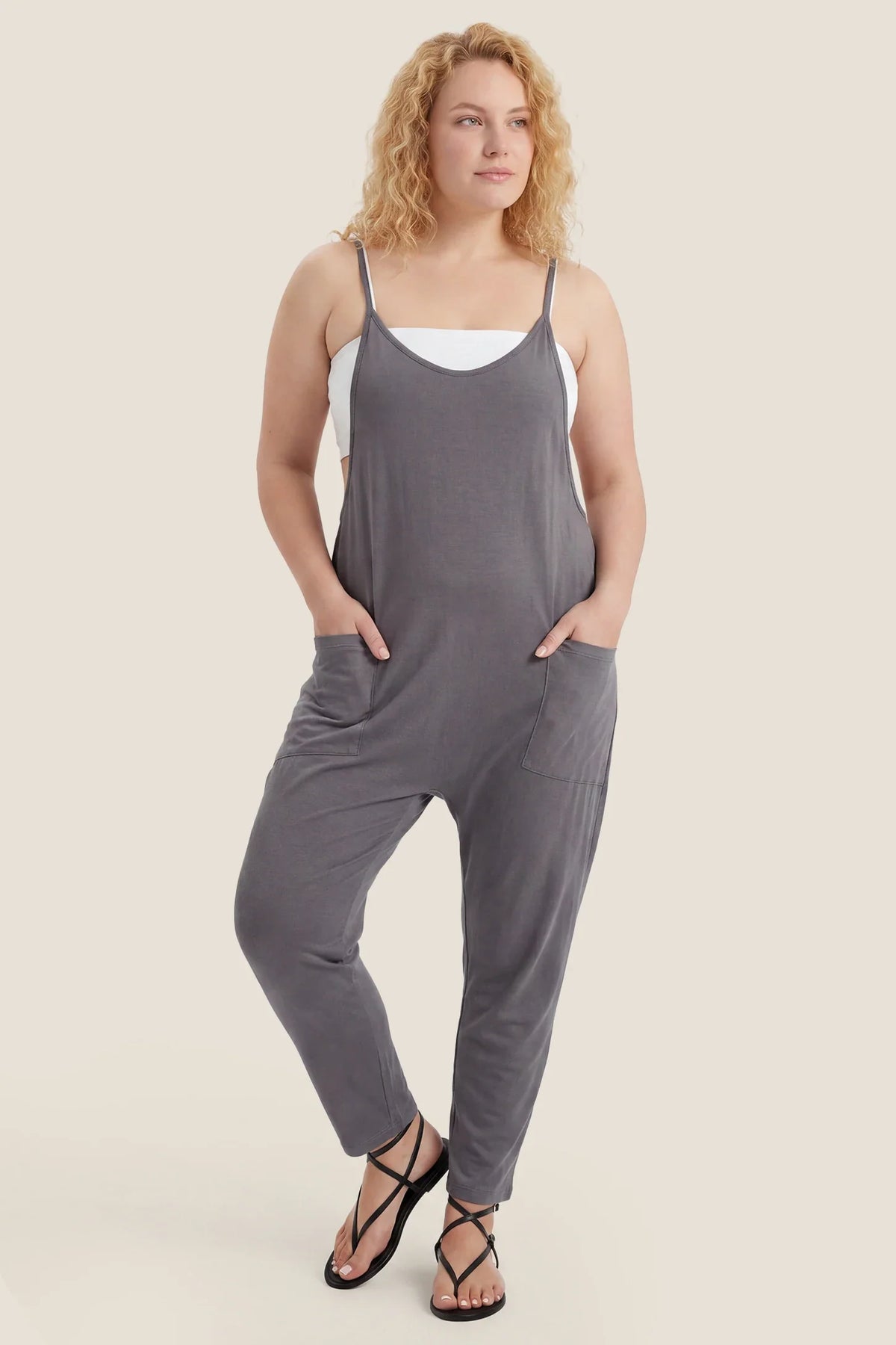 Sierra Relaxed Maternity Jumpsuit with Adjustable Straps and Pockets