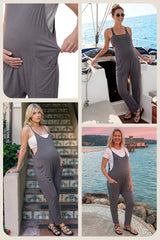 Sierra Relaxed Maternity Jumpsuit with Adjustable Straps and Pockets