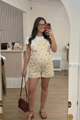 Harbor Bay Floral Maternity Short Overalls with Adjustable Straps