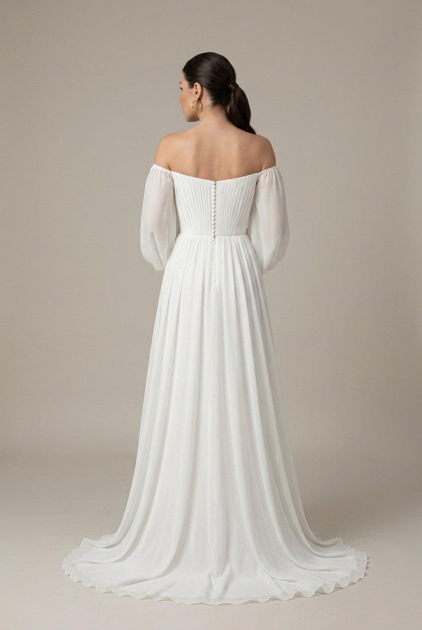 Cascais Off-Shoulder Puff Sleeve Bridal Maxi Dress