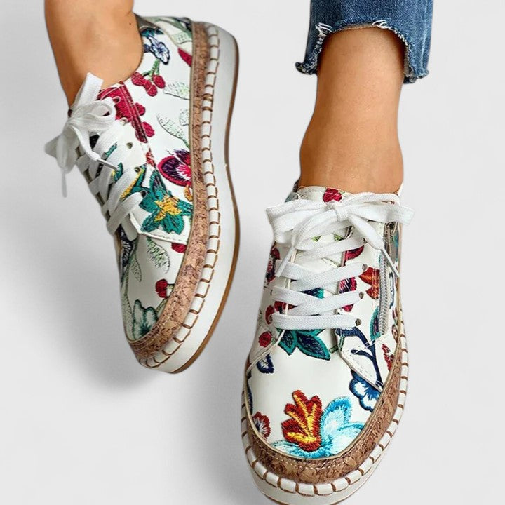 Encinitas Floral Slip-On Orthopedic Sneakers with Pull Tab