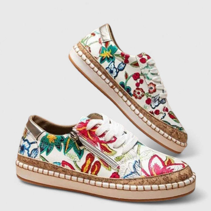 Encinitas Floral Slip-On Orthopedic Sneakers with Pull Tab