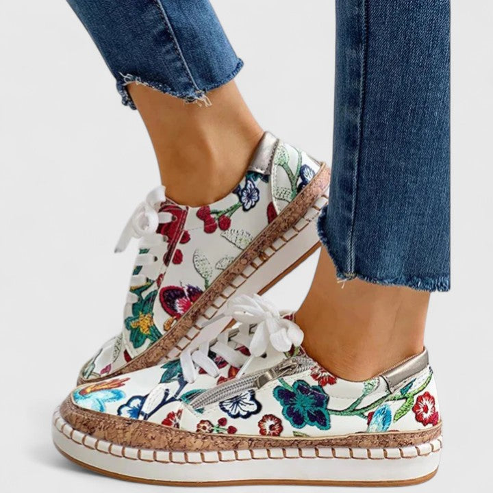 Encinitas Floral Slip-On Orthopedic Sneakers with Pull Tab