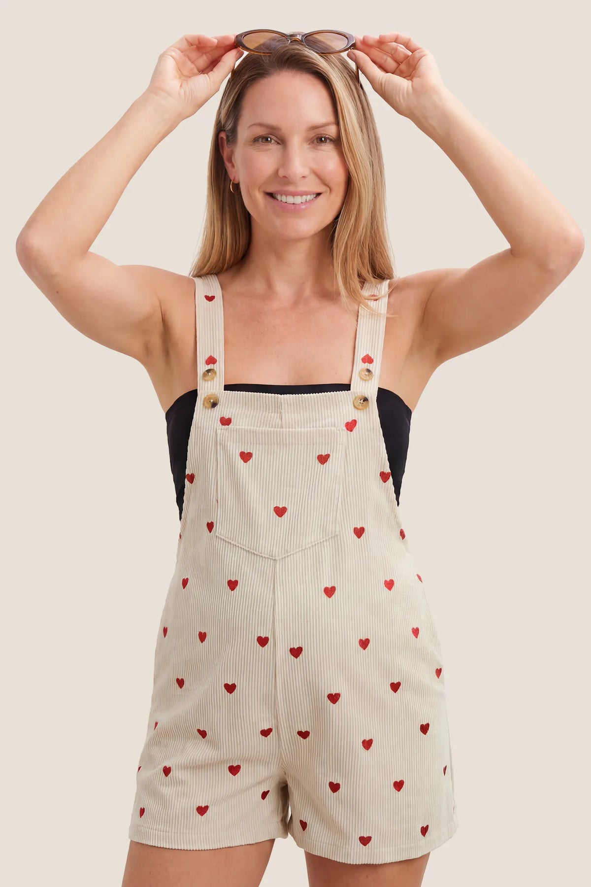 Harbor Bay Floral Maternity Short Overalls with Adjustable Straps