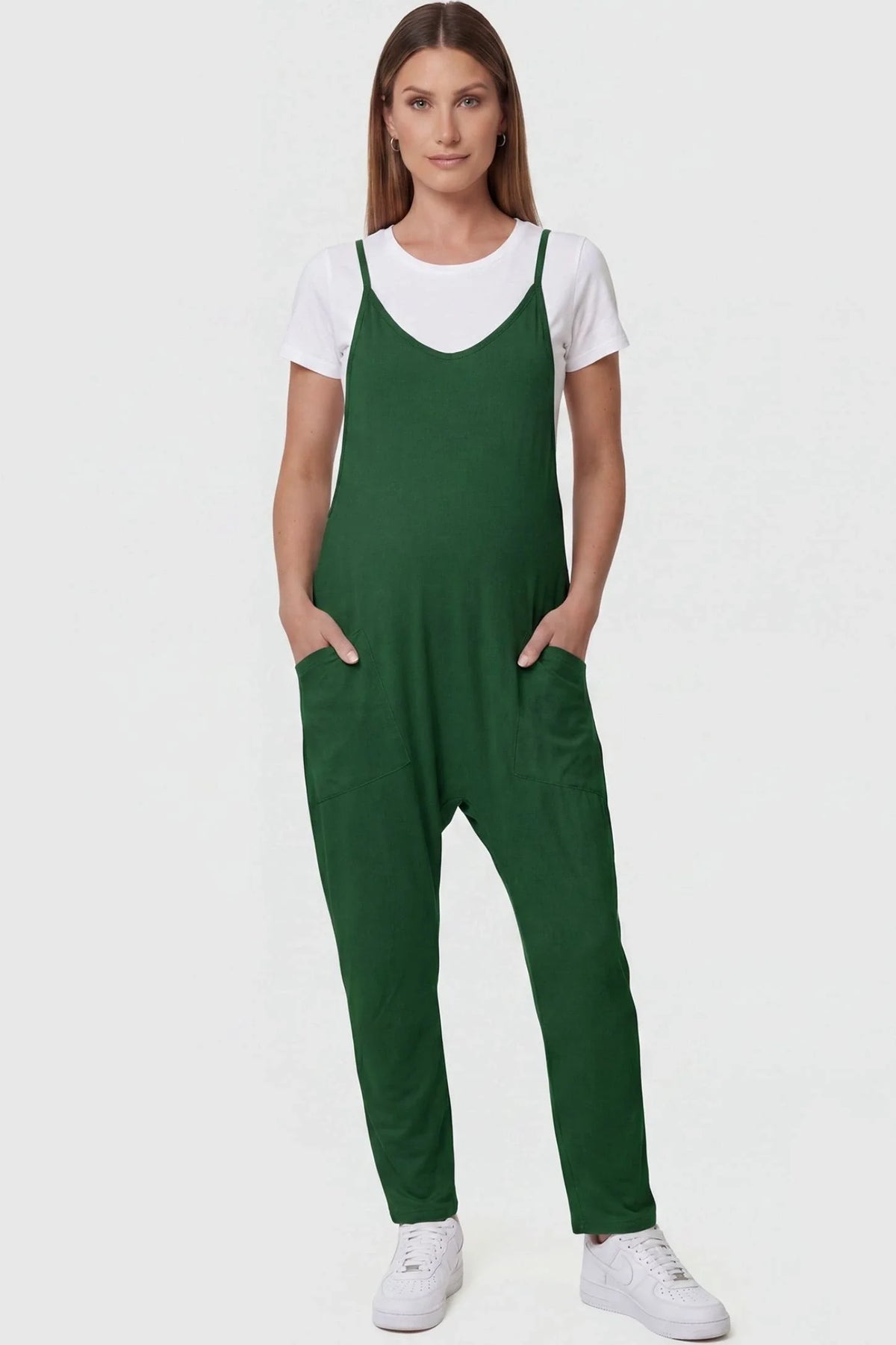 Sierra Relaxed Maternity Jumpsuit with Adjustable Straps and Pockets
