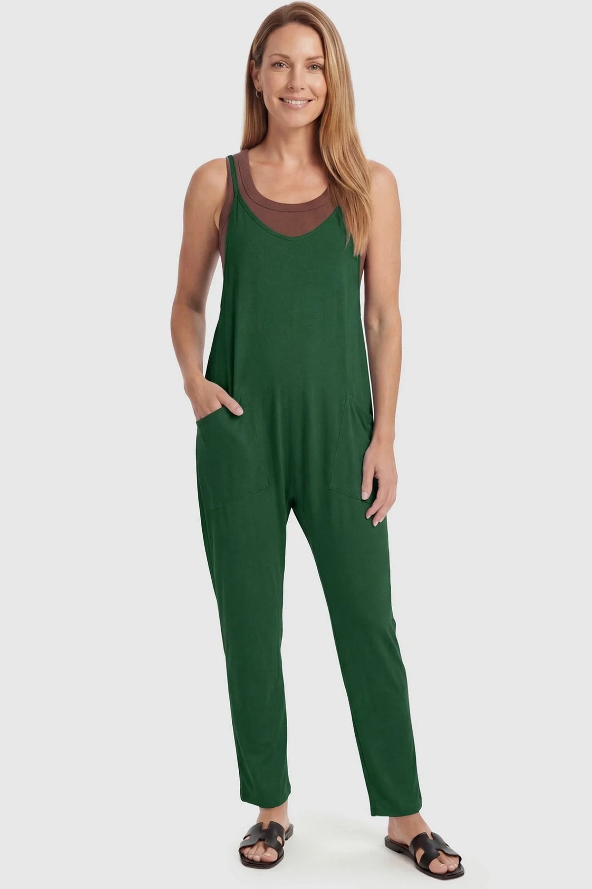 Sierra Relaxed Maternity Jumpsuit with Adjustable Straps and Pockets