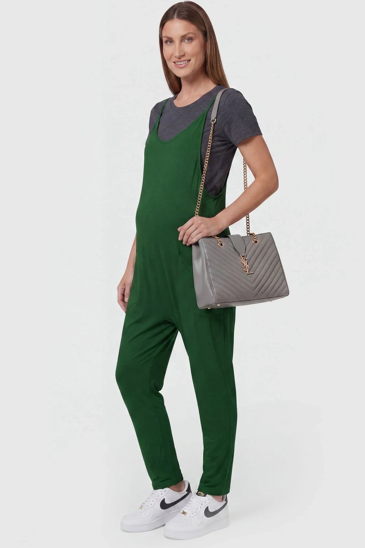 Sierra Relaxed Maternity Jumpsuit with Adjustable Straps and Pockets