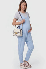 Sierra Relaxed Maternity Jumpsuit with Adjustable Straps and Pockets