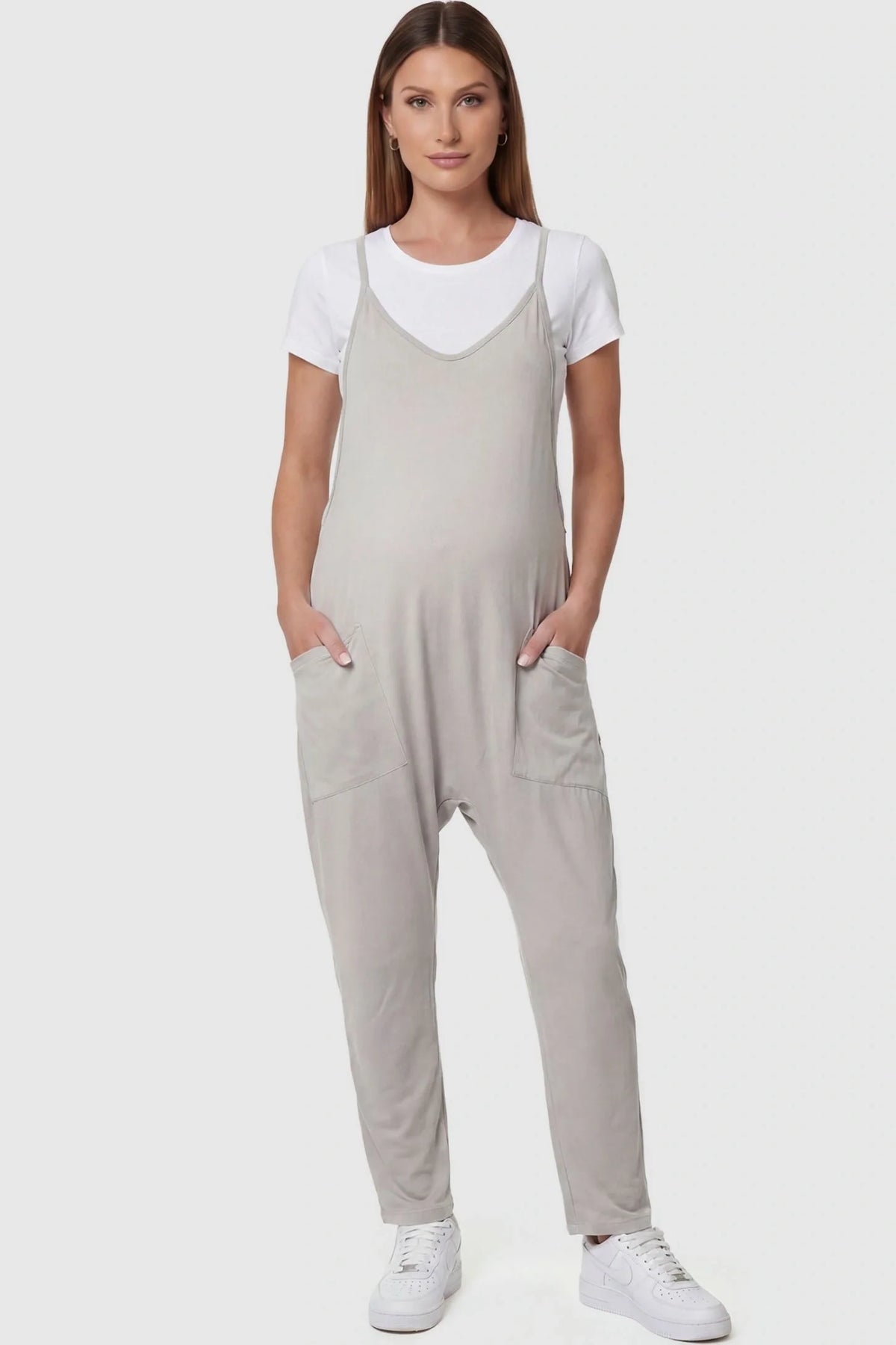 Sierra Relaxed Maternity Jumpsuit with Adjustable Straps and Pockets
