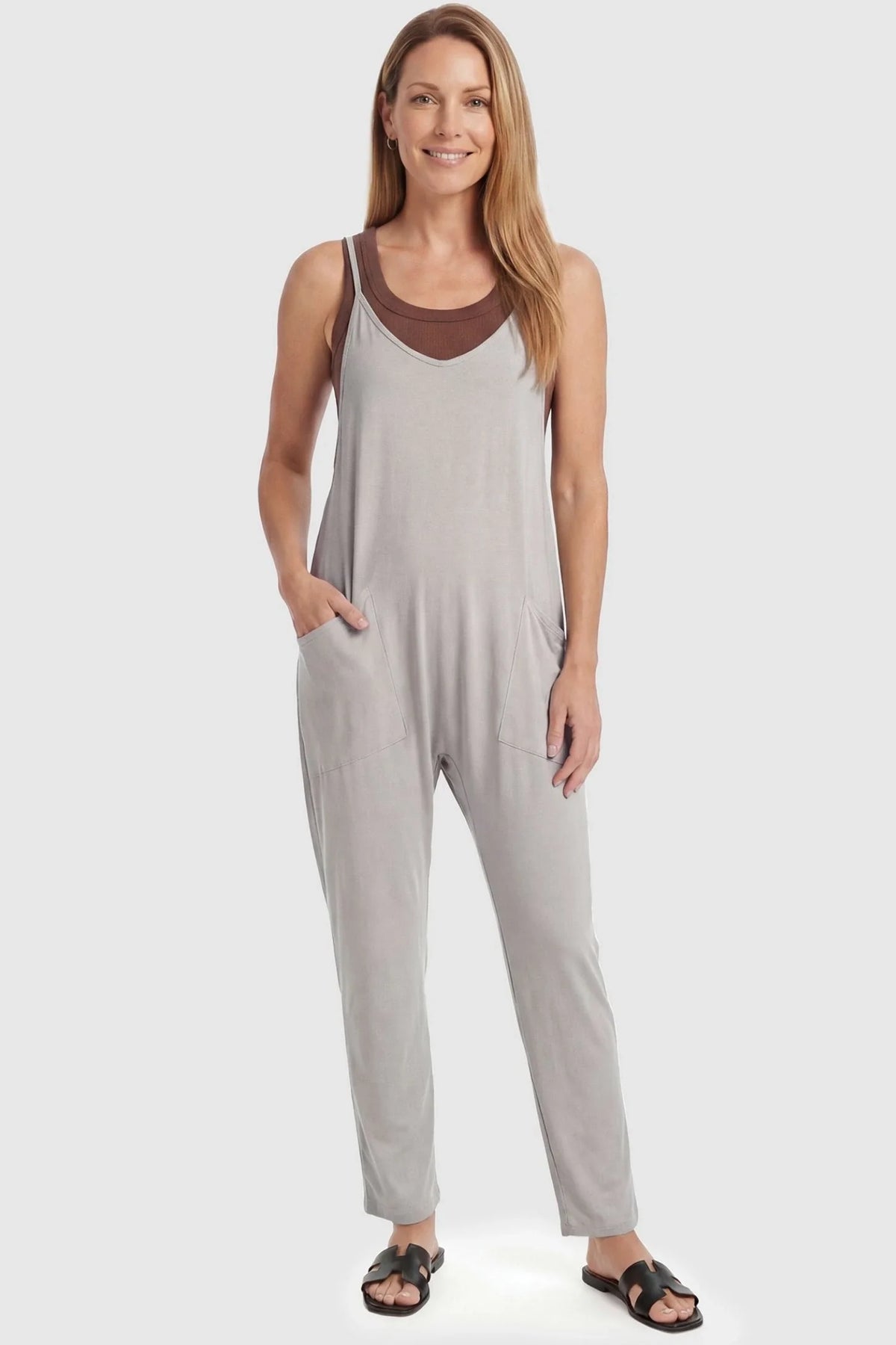Sierra Relaxed Maternity Jumpsuit with Adjustable Straps and Pockets