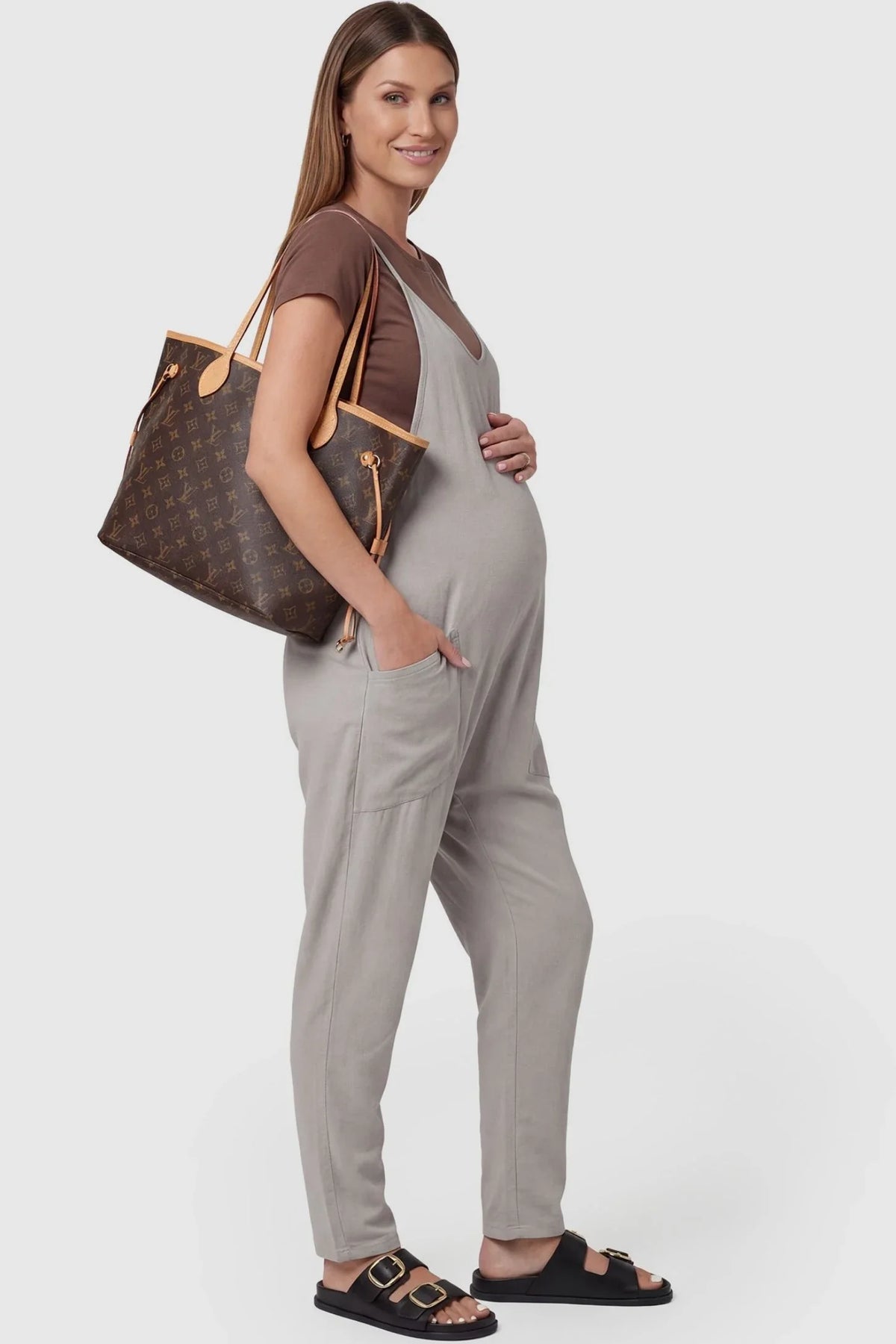 Sierra Relaxed Maternity Jumpsuit with Adjustable Straps and Pockets