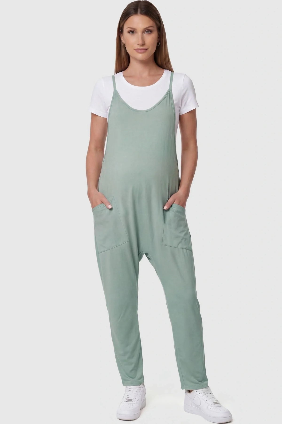 Sierra Relaxed Maternity Jumpsuit with Adjustable Straps and Pockets