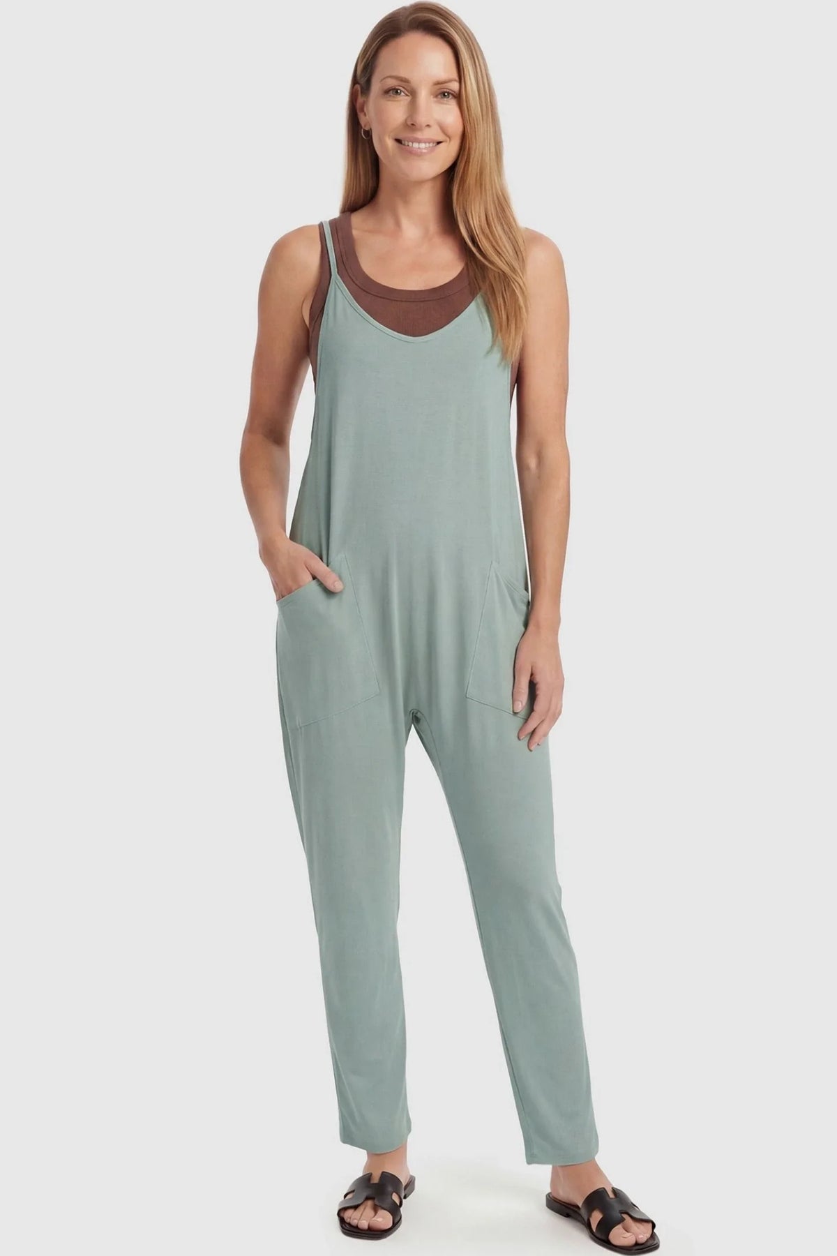 Sierra Relaxed Maternity Jumpsuit with Adjustable Straps and Pockets