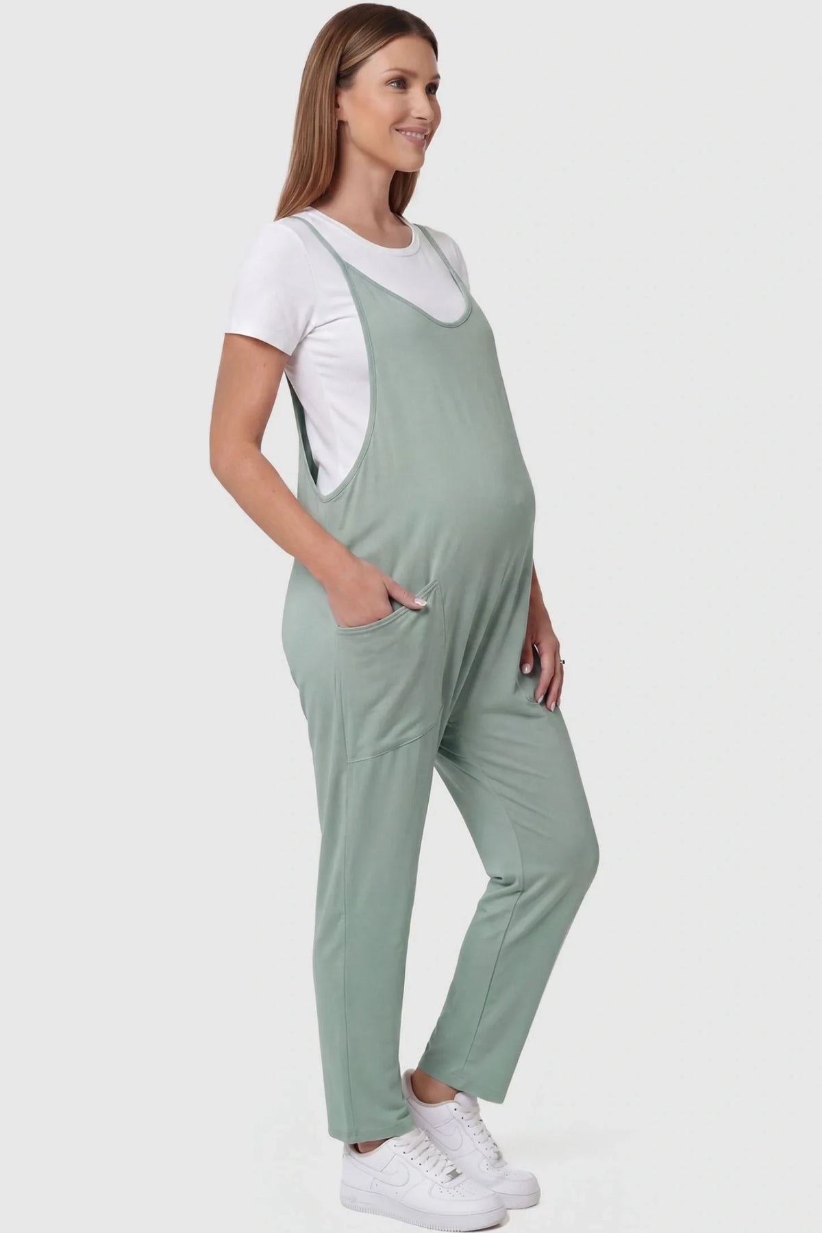 Sierra Relaxed Maternity Jumpsuit with Adjustable Straps and Pockets