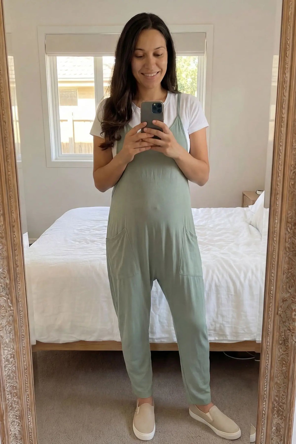 Sierra Relaxed Maternity Jumpsuit with Adjustable Straps and Pockets