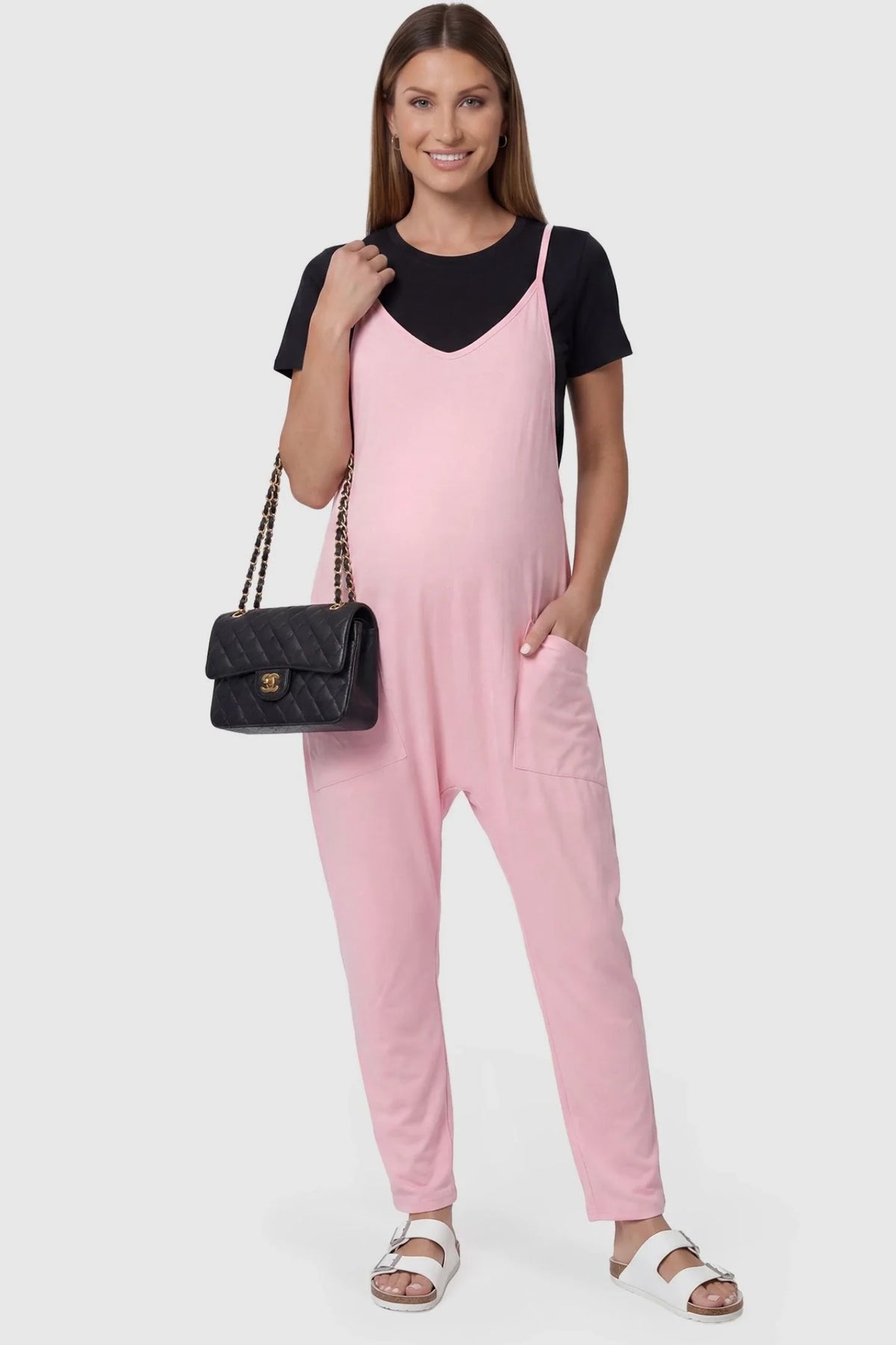 Sierra Relaxed Maternity Jumpsuit with Adjustable Straps and Pockets