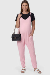 Sierra Relaxed Maternity Jumpsuit with Adjustable Straps and Pockets