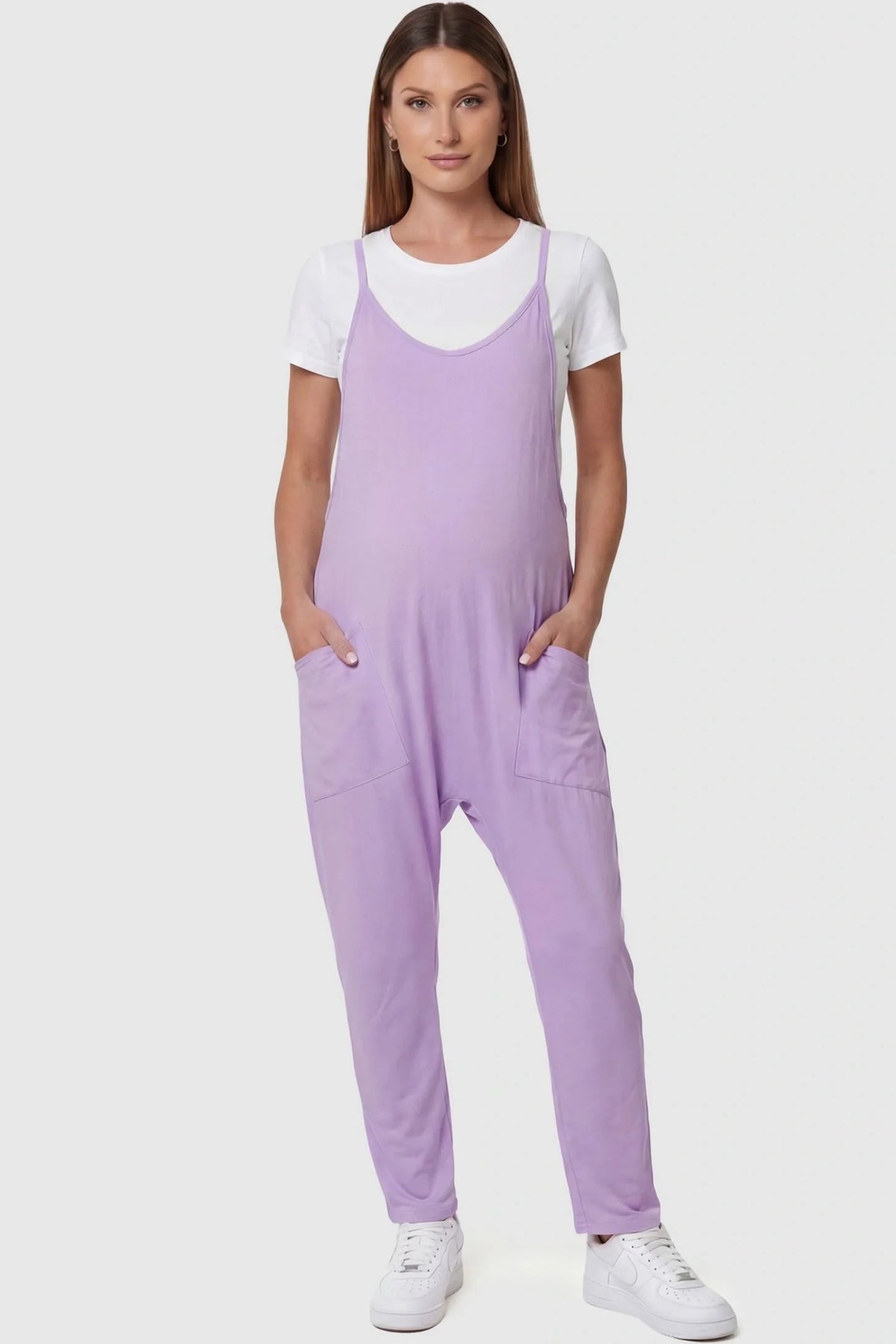 Sierra Relaxed Maternity Jumpsuit with Adjustable Straps and Pockets