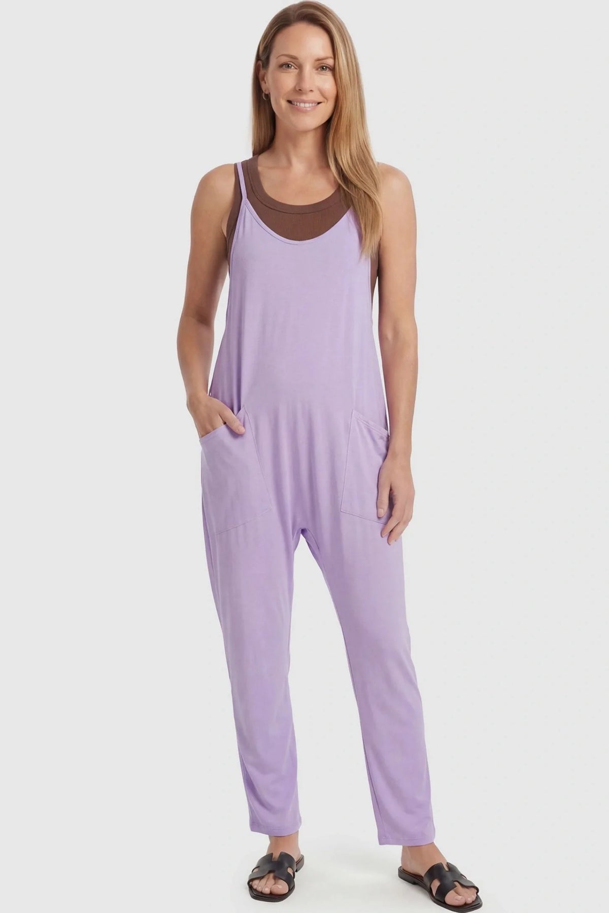 Sierra Relaxed Maternity Jumpsuit with Adjustable Straps and Pockets