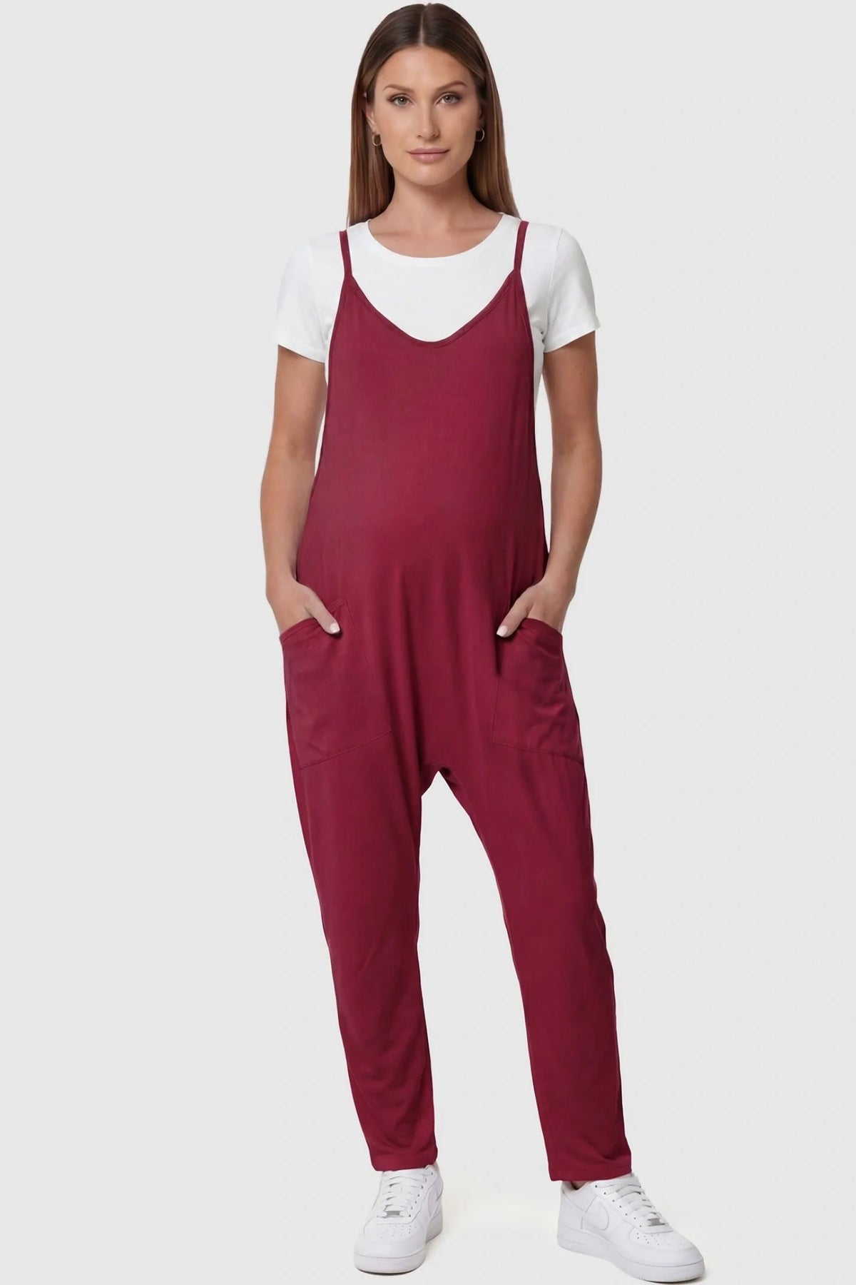 Sierra Relaxed Maternity Jumpsuit with Adjustable Straps and Pockets