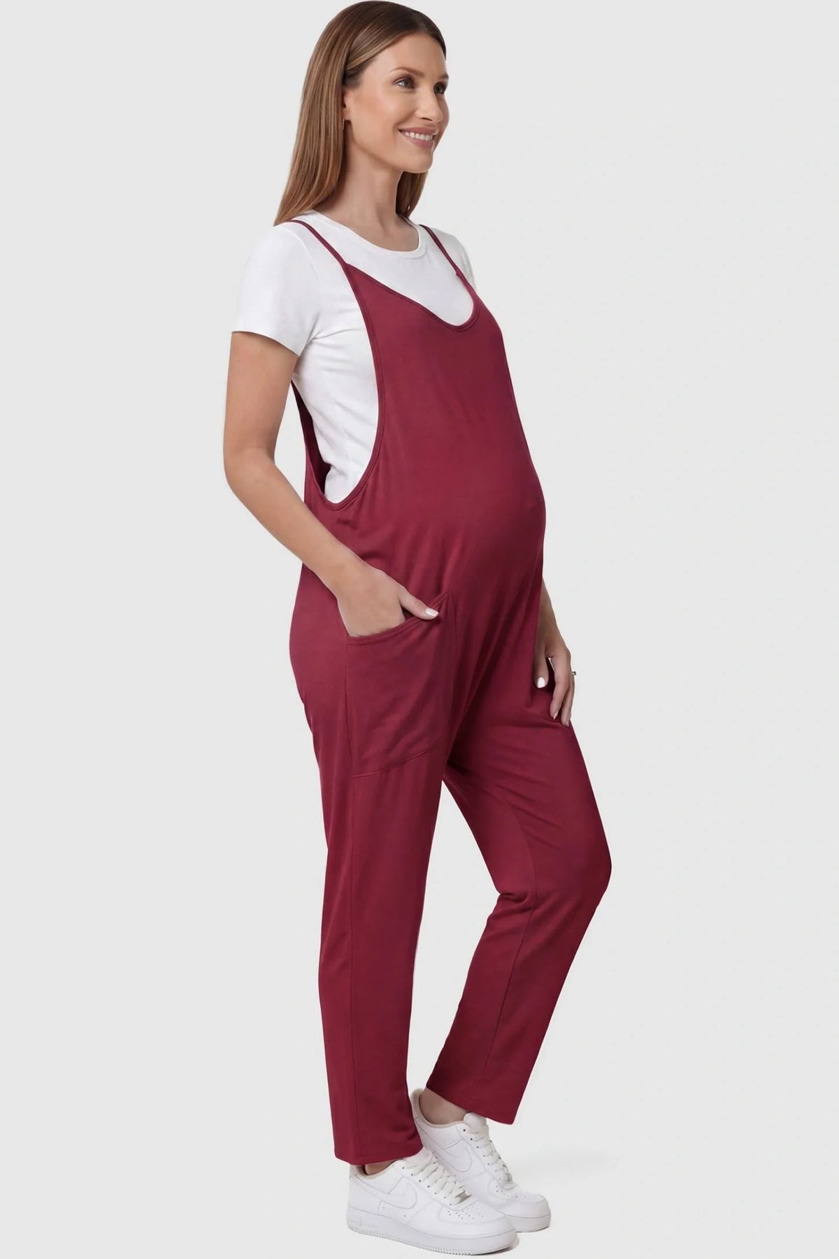 Sierra Relaxed Maternity Jumpsuit with Adjustable Straps and Pockets