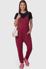 Sierra Relaxed Maternity Jumpsuit with Adjustable Straps and Pockets