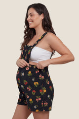 Harbor Bay Floral Maternity Short Overalls with Adjustable Straps