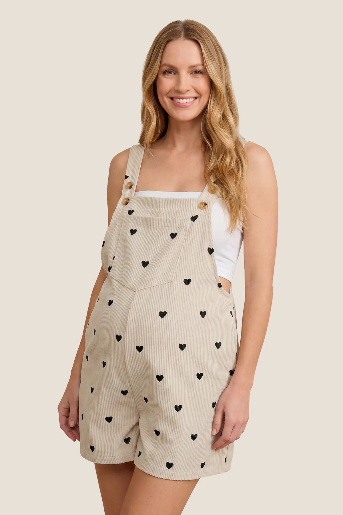 Harbor Bay Floral Maternity Short Overalls with Adjustable Straps