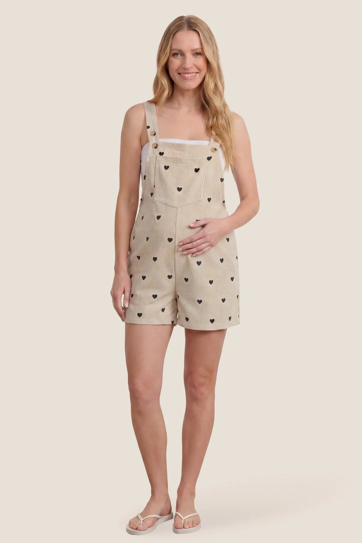Harbor Bay Floral Maternity Short Overalls with Adjustable Straps
