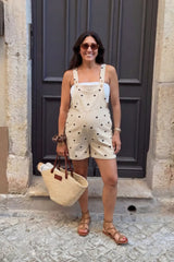 Harbor Bay Floral Maternity Short Overalls with Adjustable Straps