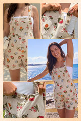 Harbor Bay Floral Maternity Short Overalls with Adjustable Straps