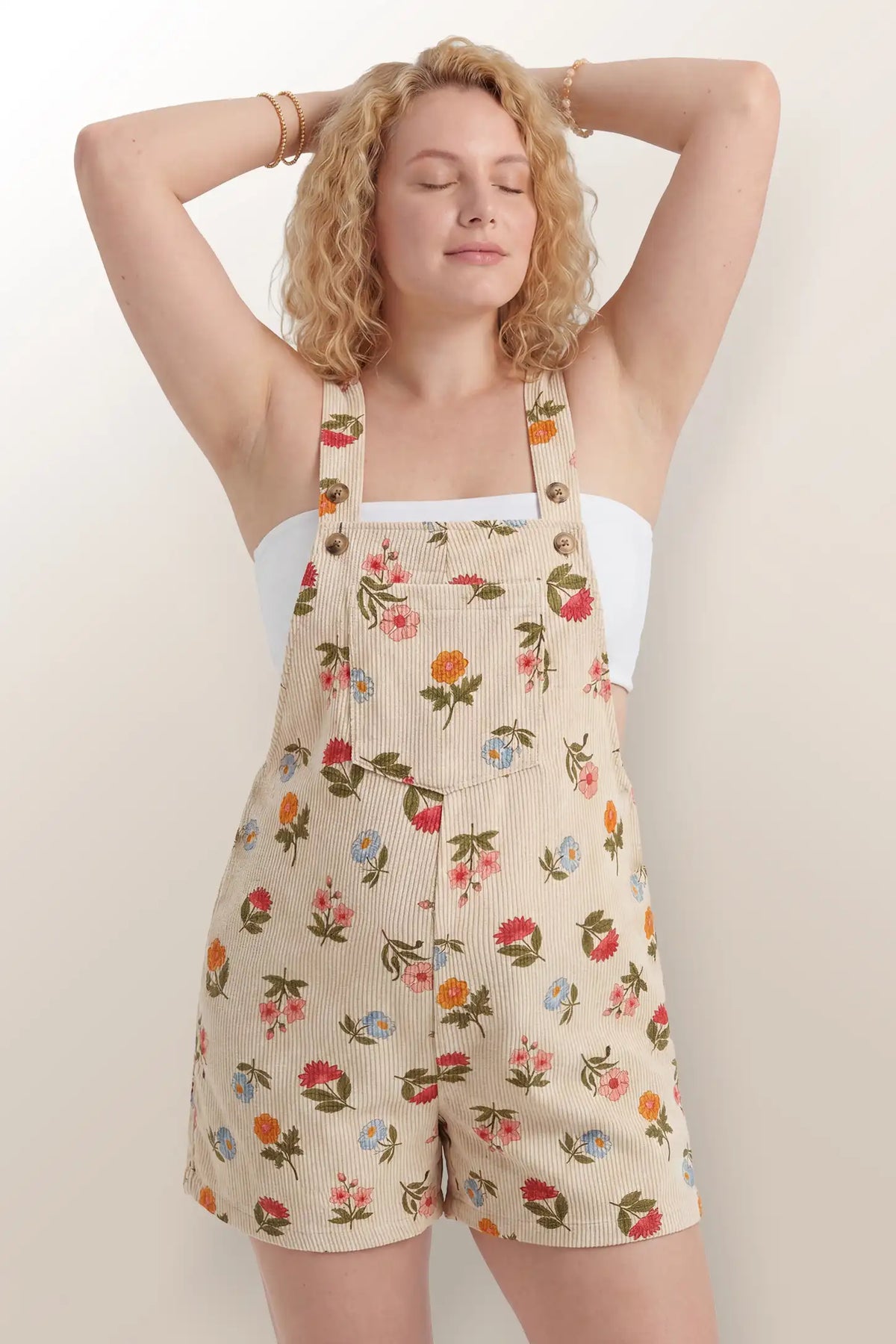 Harbor Bay Floral Maternity Short Overalls with Adjustable Straps