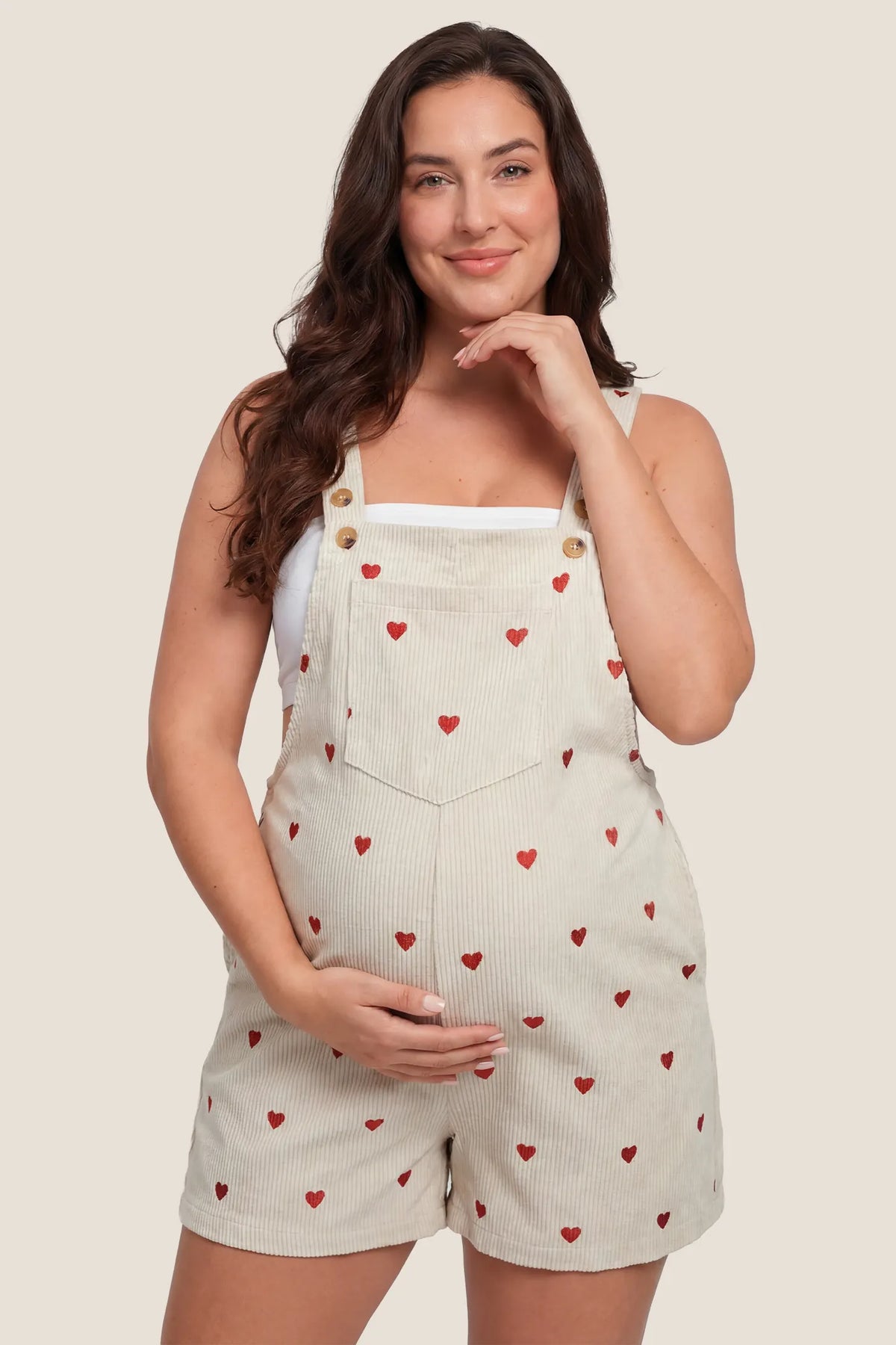Harbor Bay Floral Maternity Short Overalls with Adjustable Straps