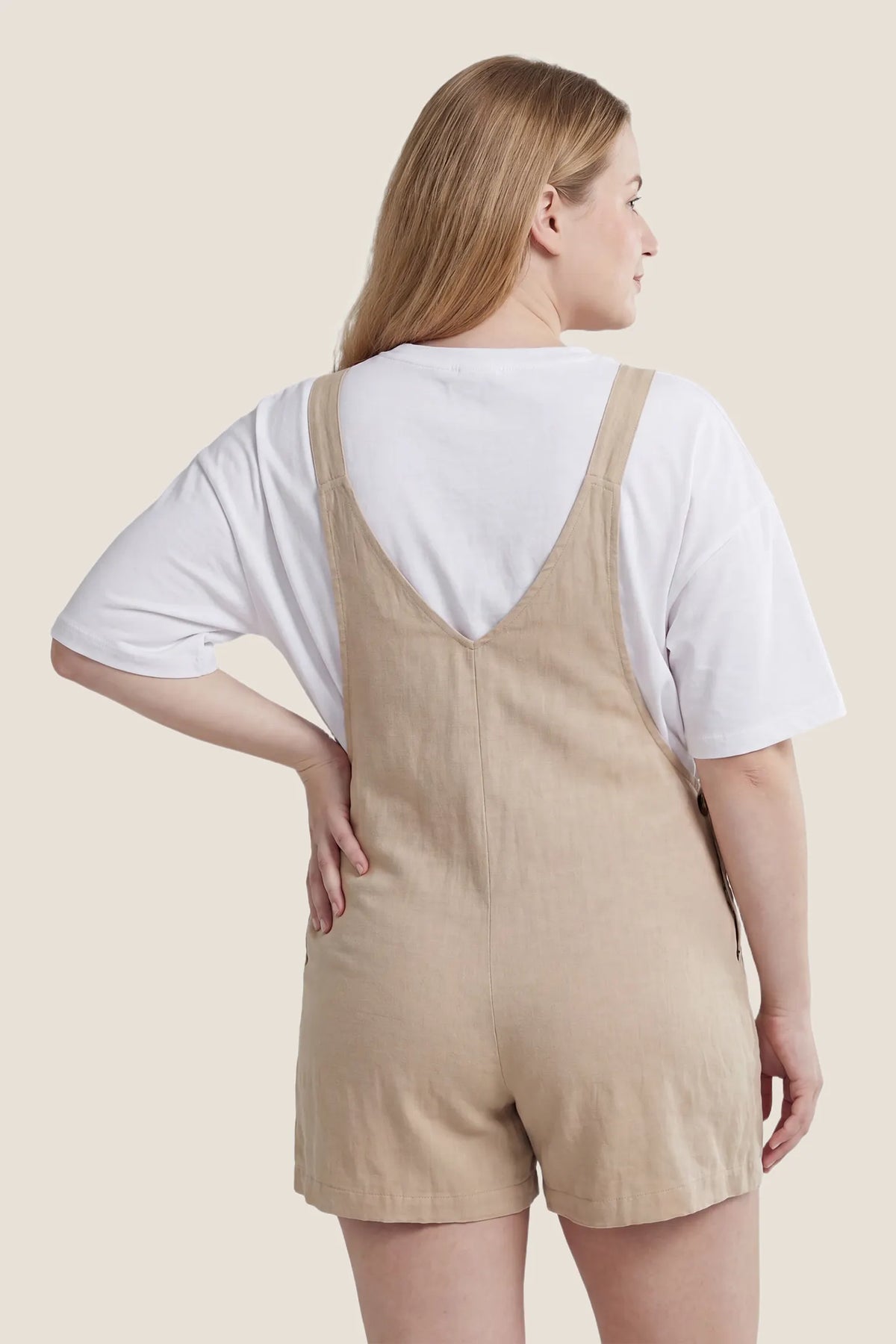 Adjustable-Waist Maternity Short Overalls with Pockets