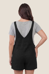 Adjustable-Waist Maternity Short Overalls with Pockets