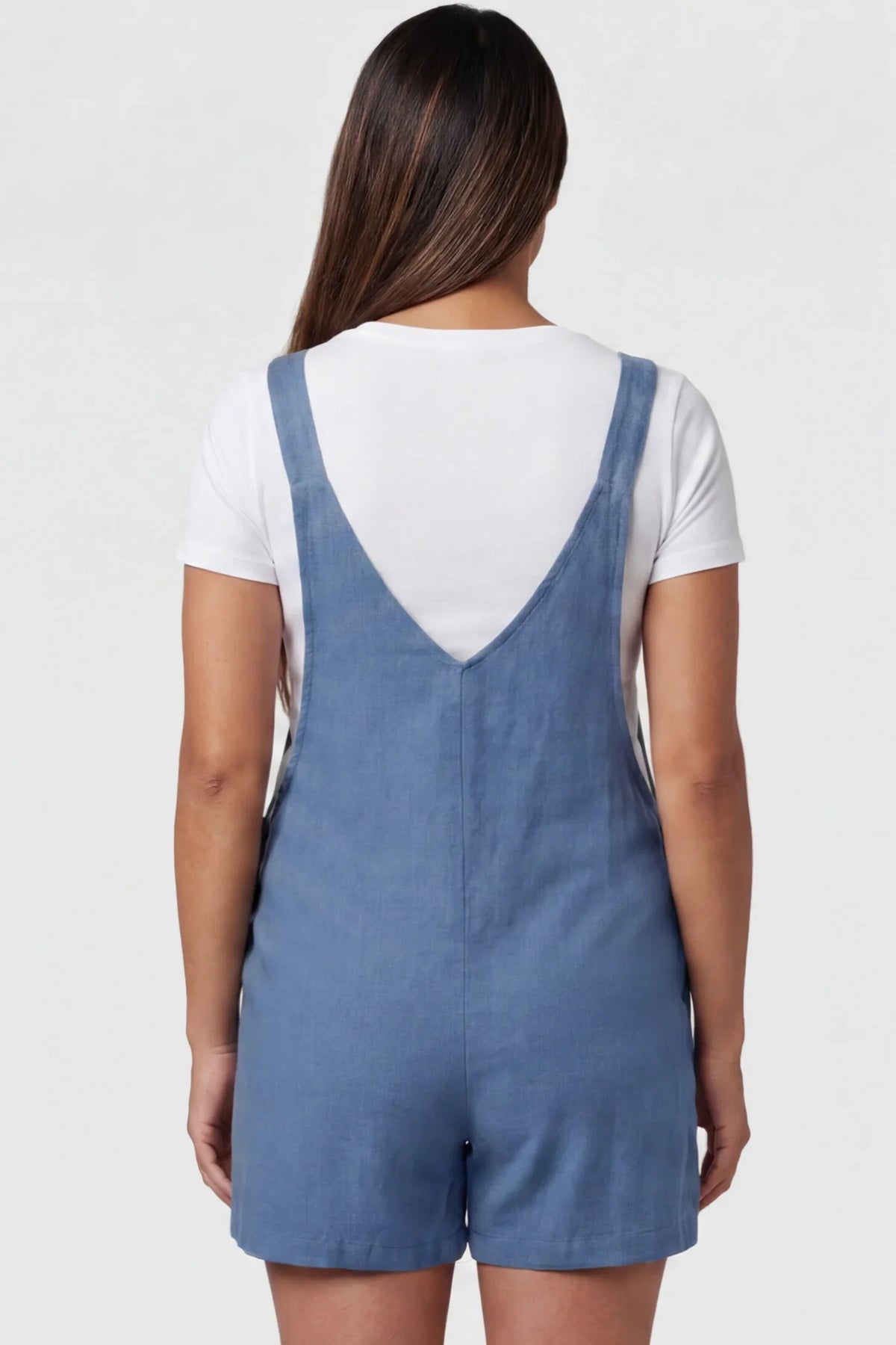 Adjustable-Waist Maternity Short Overalls with Pockets