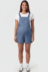Adjustable-Waist Maternity Short Overalls with Pockets