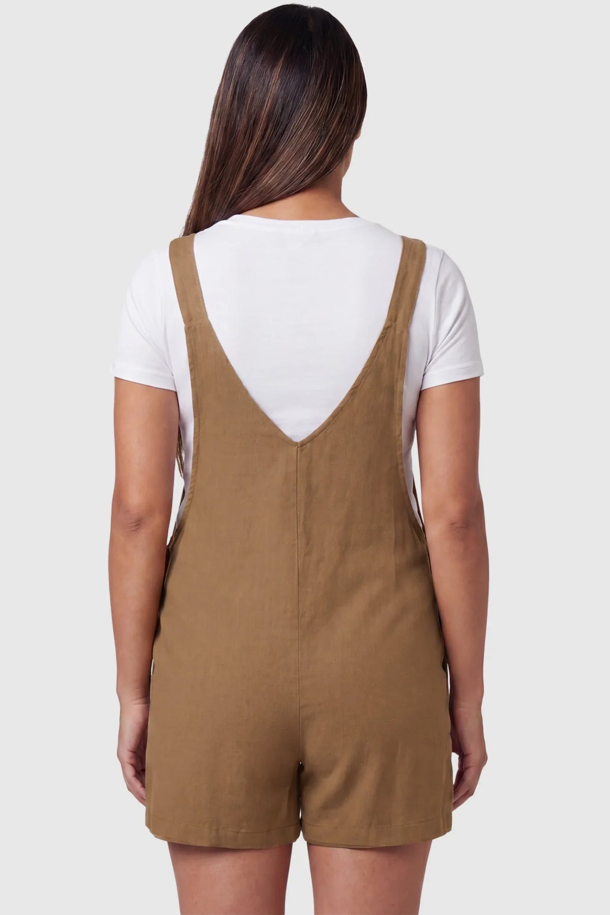 Adjustable-Waist Maternity Short Overalls with Pockets