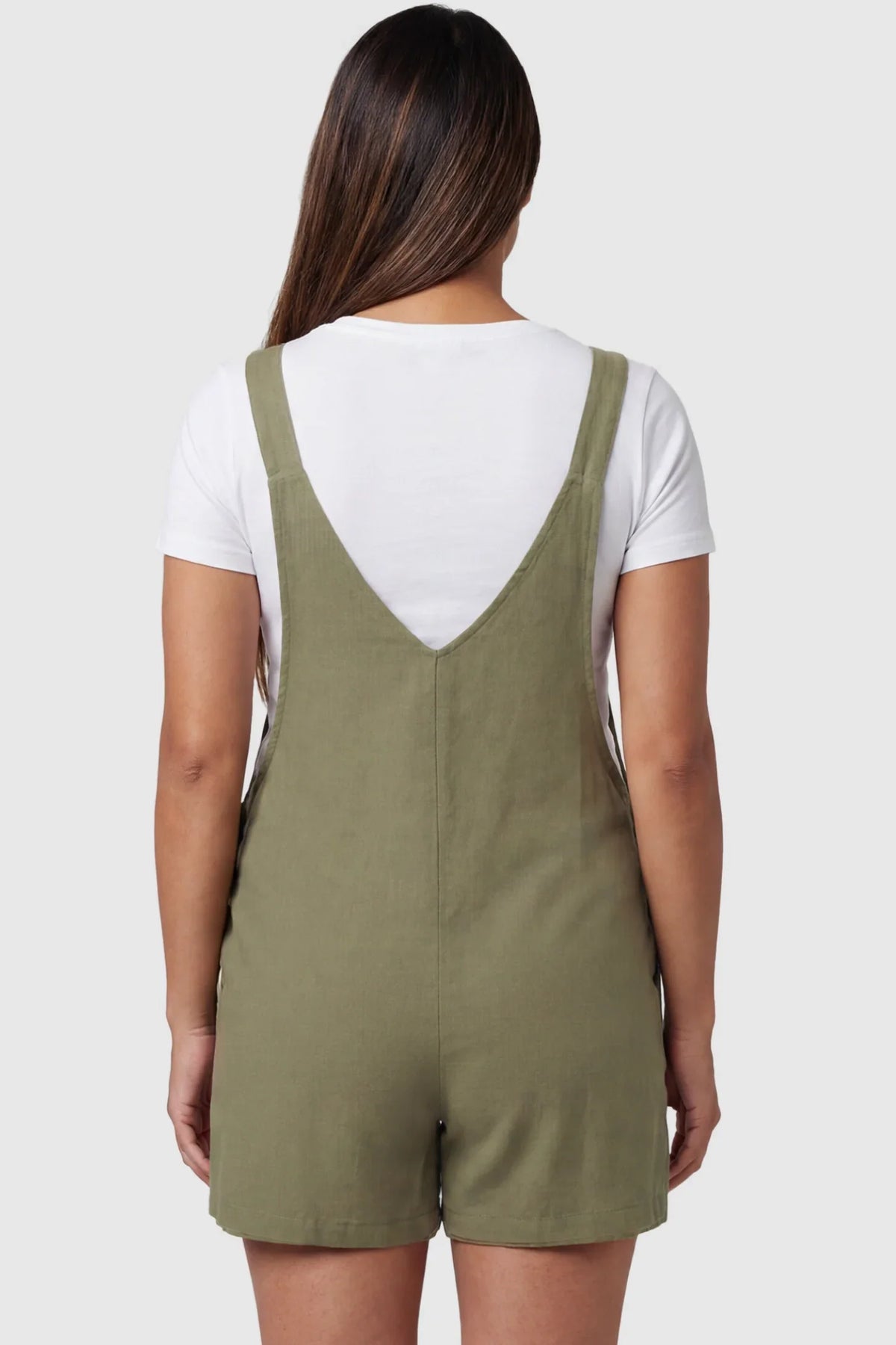Adjustable-Waist Maternity Short Overalls with Pockets