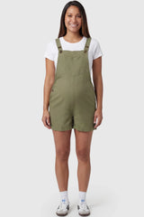 Adjustable-Waist Maternity Short Overalls with Pockets