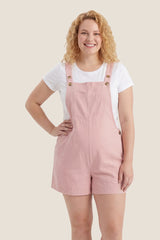 Adjustable-Waist Maternity Short Overalls with Pockets