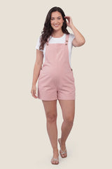 Adjustable-Waist Maternity Short Overalls with Pockets