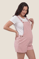 Adjustable-Waist Maternity Short Overalls with Pockets